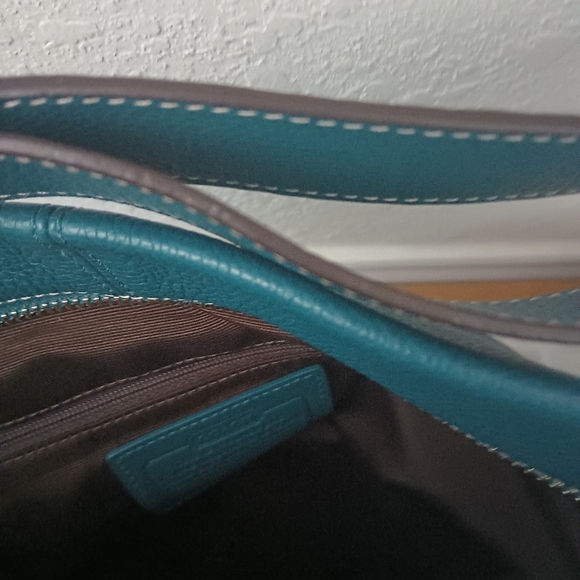 Coach Leather Duffle Shoulder Bag Teal - Picture 4 of 5